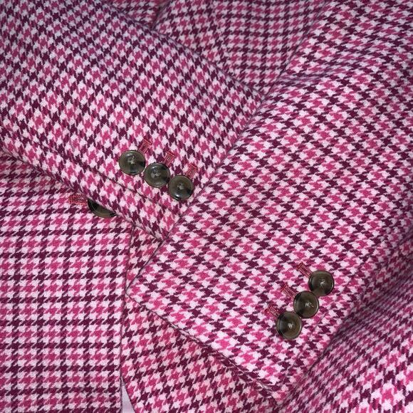 J Crew Houndstooth Blazer Pink Career Jacket Business Casual Wool Blend Womens 0 - Picture 5 of 9